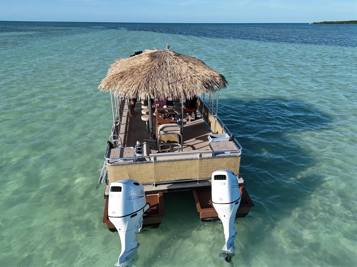 30' Beach Party Pontoon at a Key West sandbar