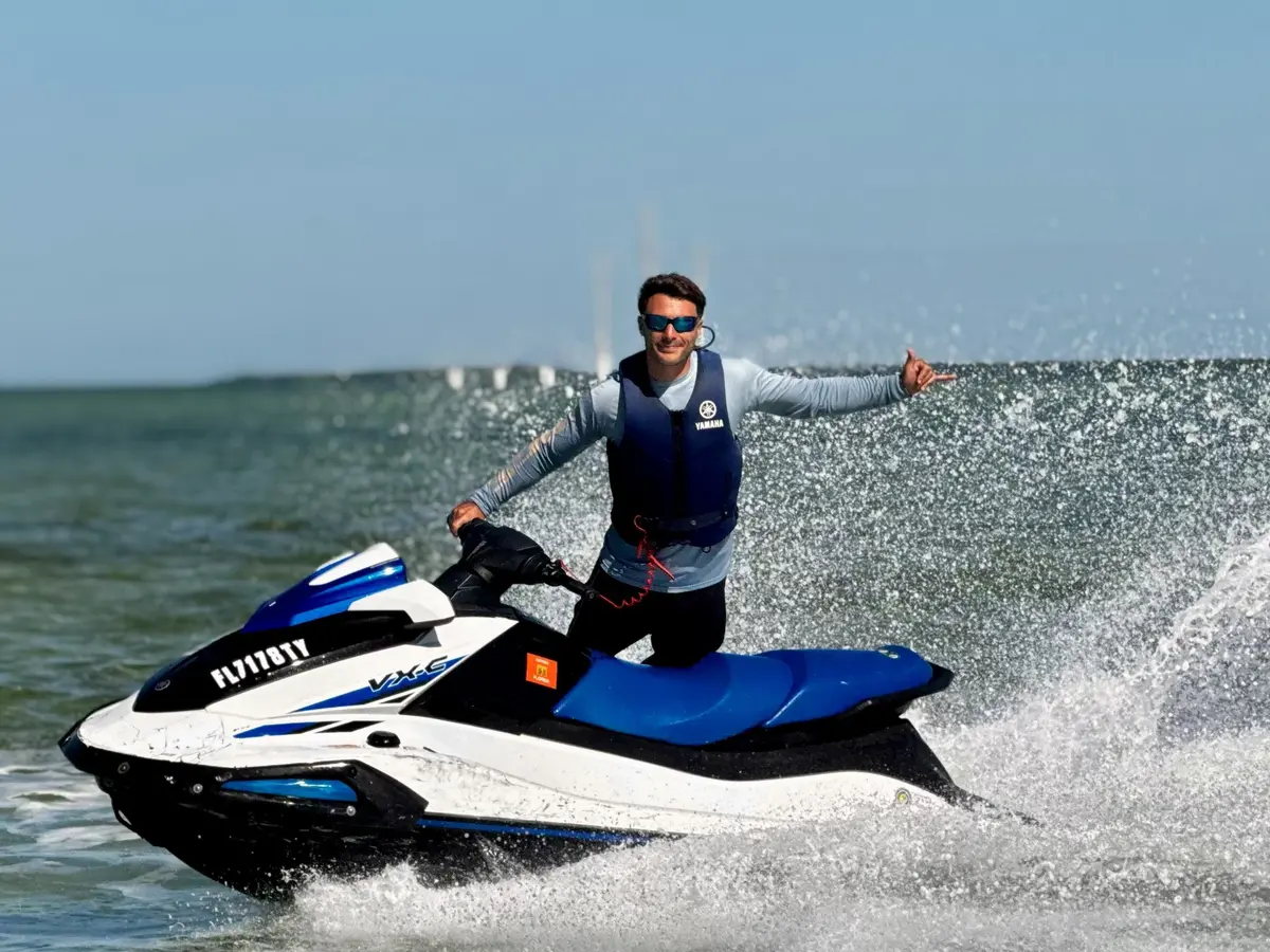 Nacho Olmedo, Six Fins Head Guide leading a Key West jet ski tour