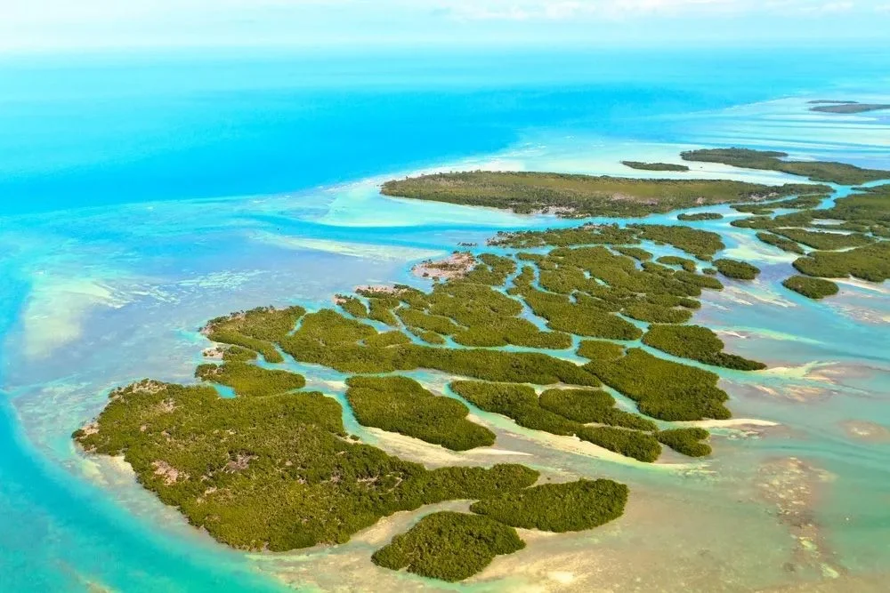 Private boat anchored in the remote, crowd-free Marquesas Keys west of Key West